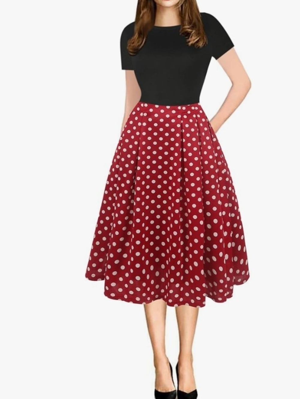 Red Polka Dot Midi Dress